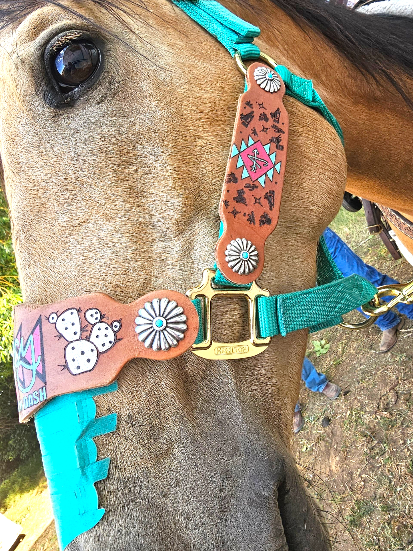 Custom Engraved Leather Halter *Noseband AND Cheek Pieces*