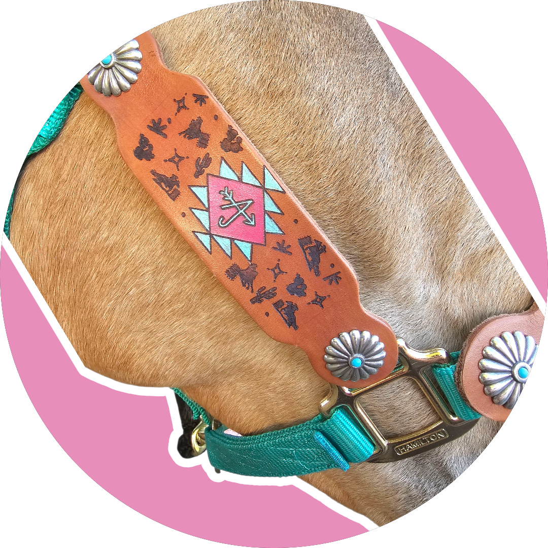 Custom Engraved Leather Halter *Noseband AND Cheek Pieces*