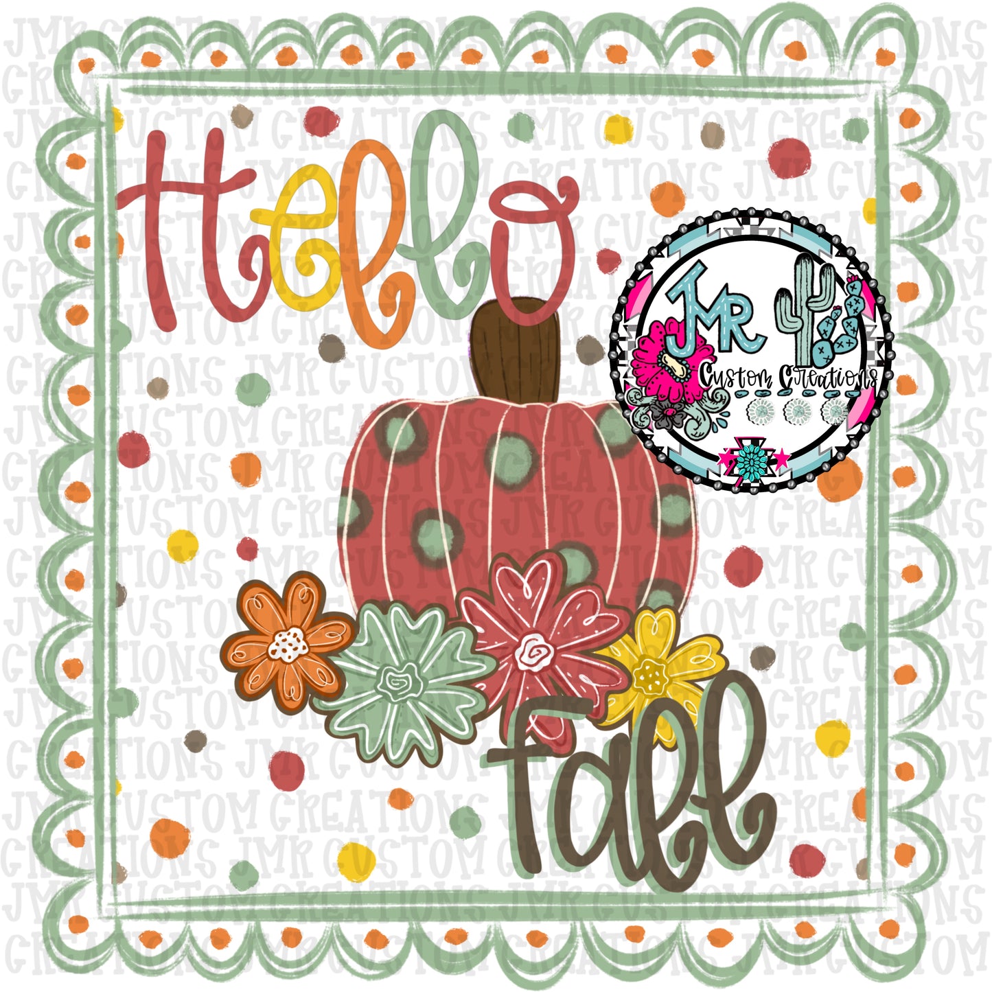 HELLO FALL Pumpkins PNG Digital Design