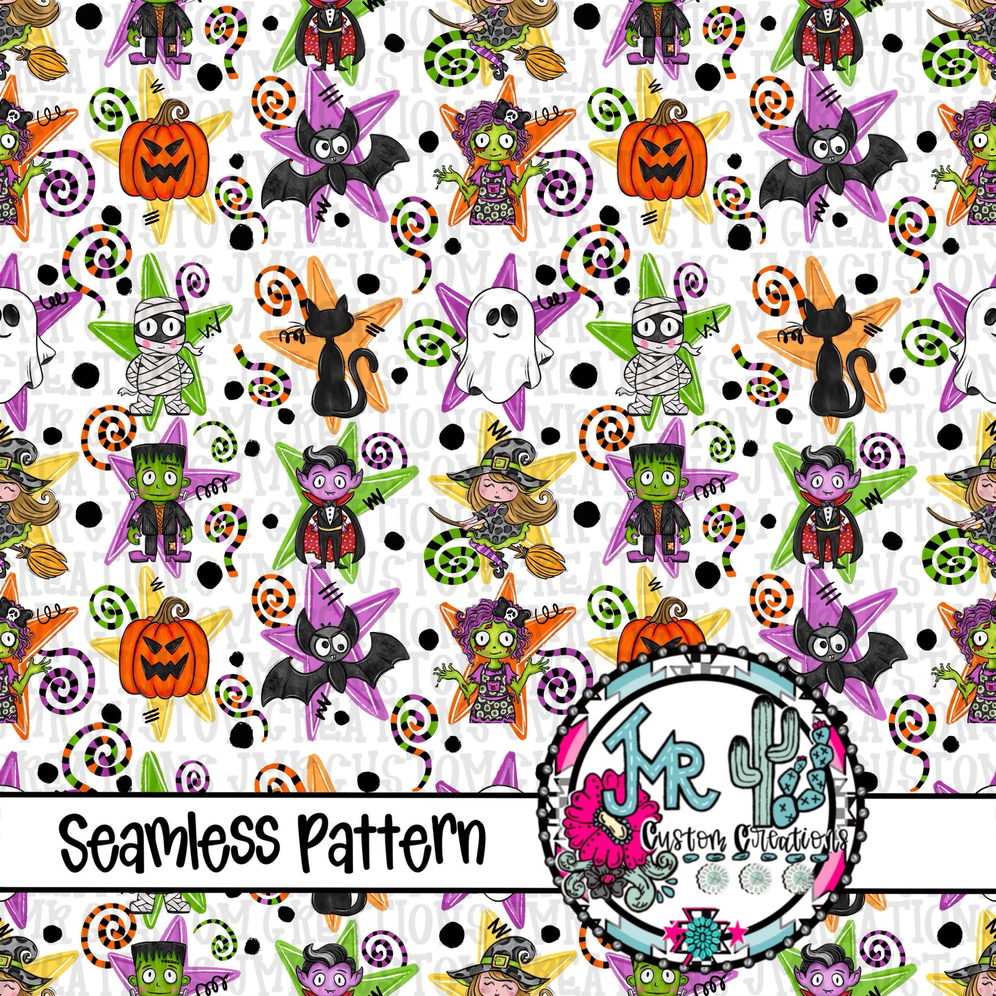 Halloween Character Seamless Pattern