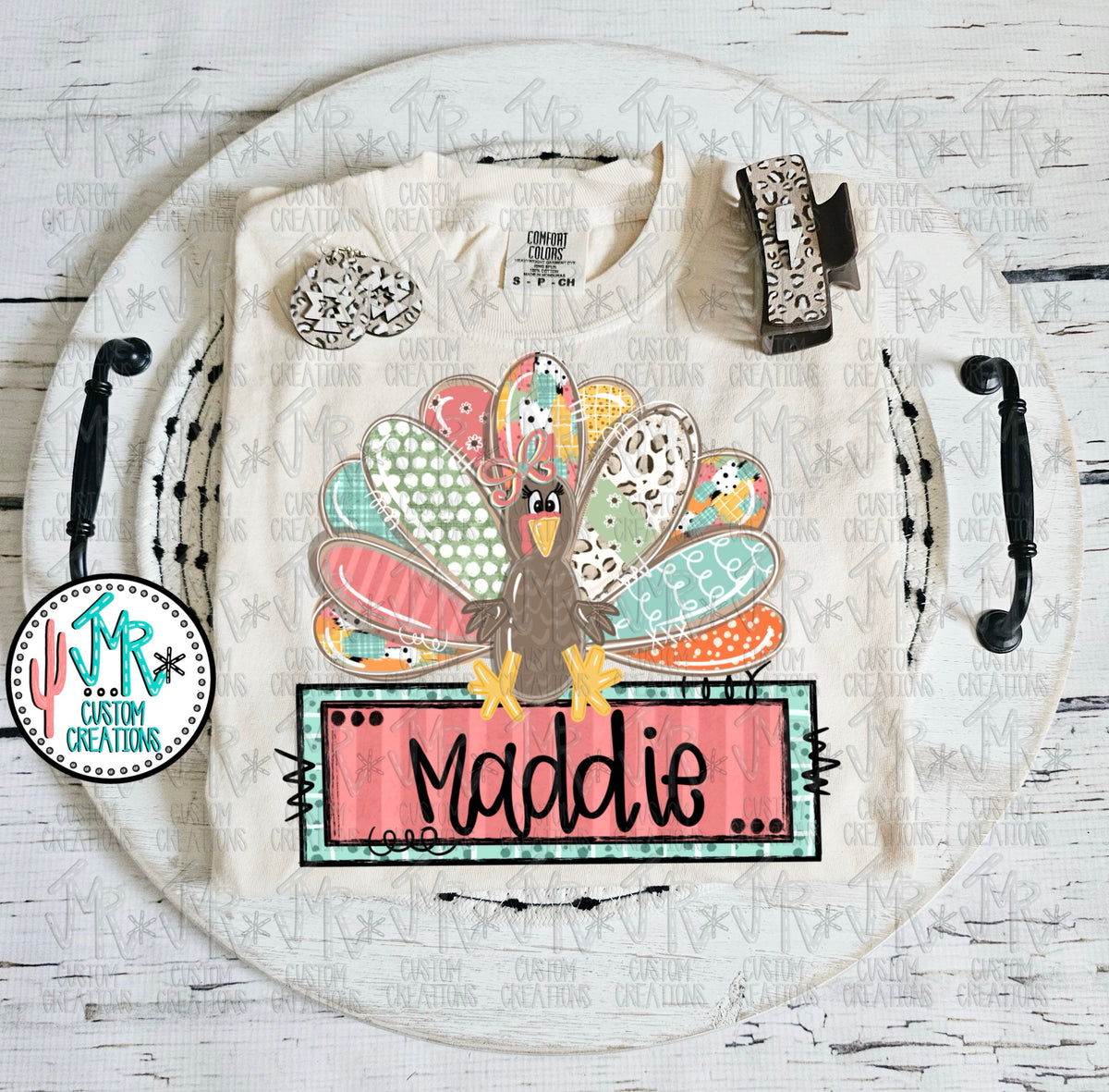 Girl Turkey Nameplate Digital PNG Design