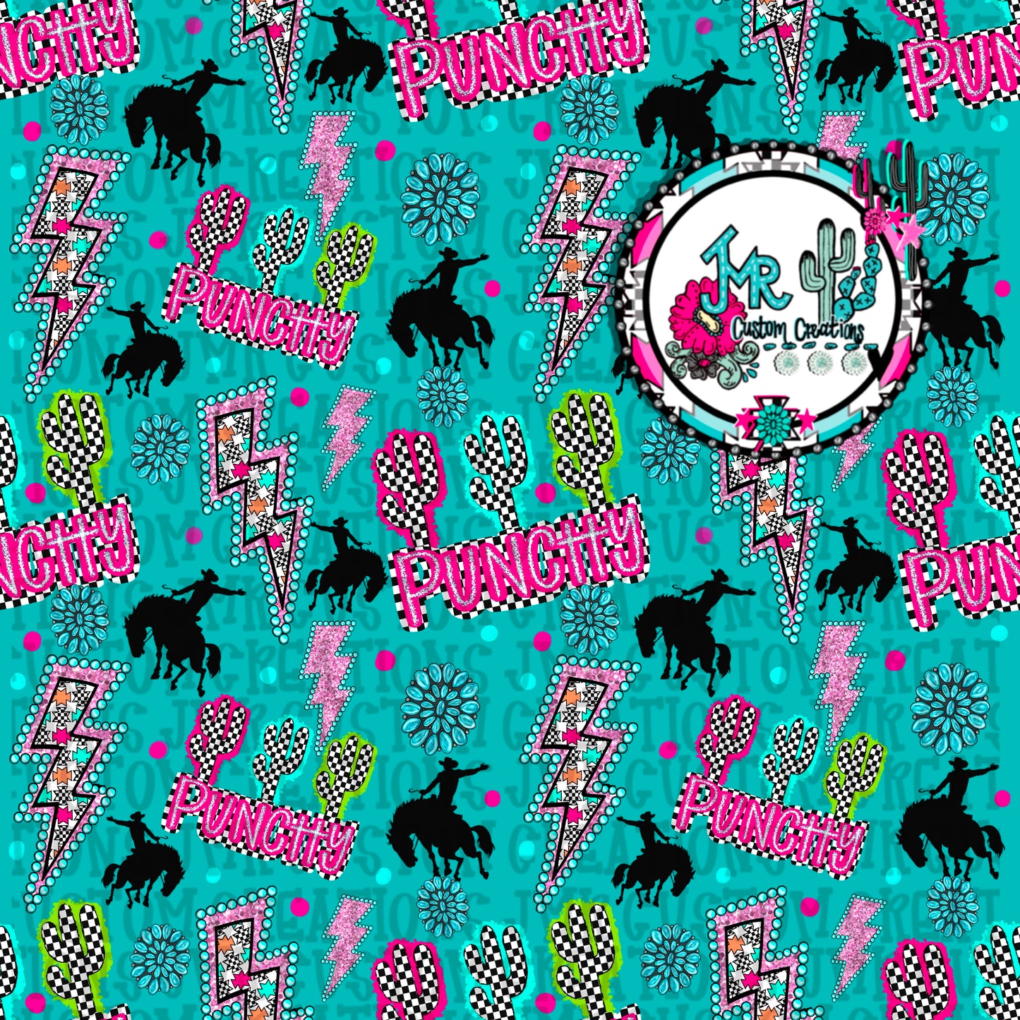 Western Seamless Pattern DIGITAL DESIGN- teal