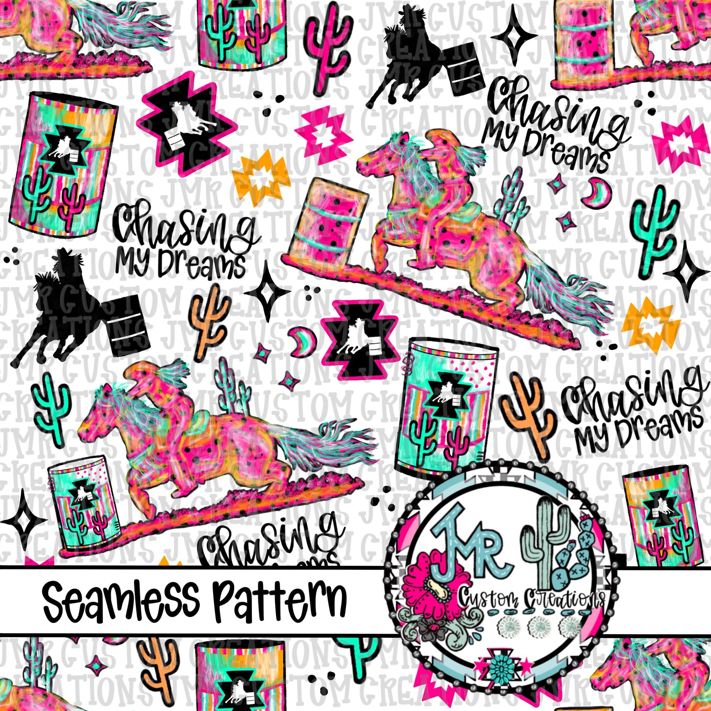 Chasing Dreams Western Seamless Pattern PACK of 6-DIGITAL DESIGNS
