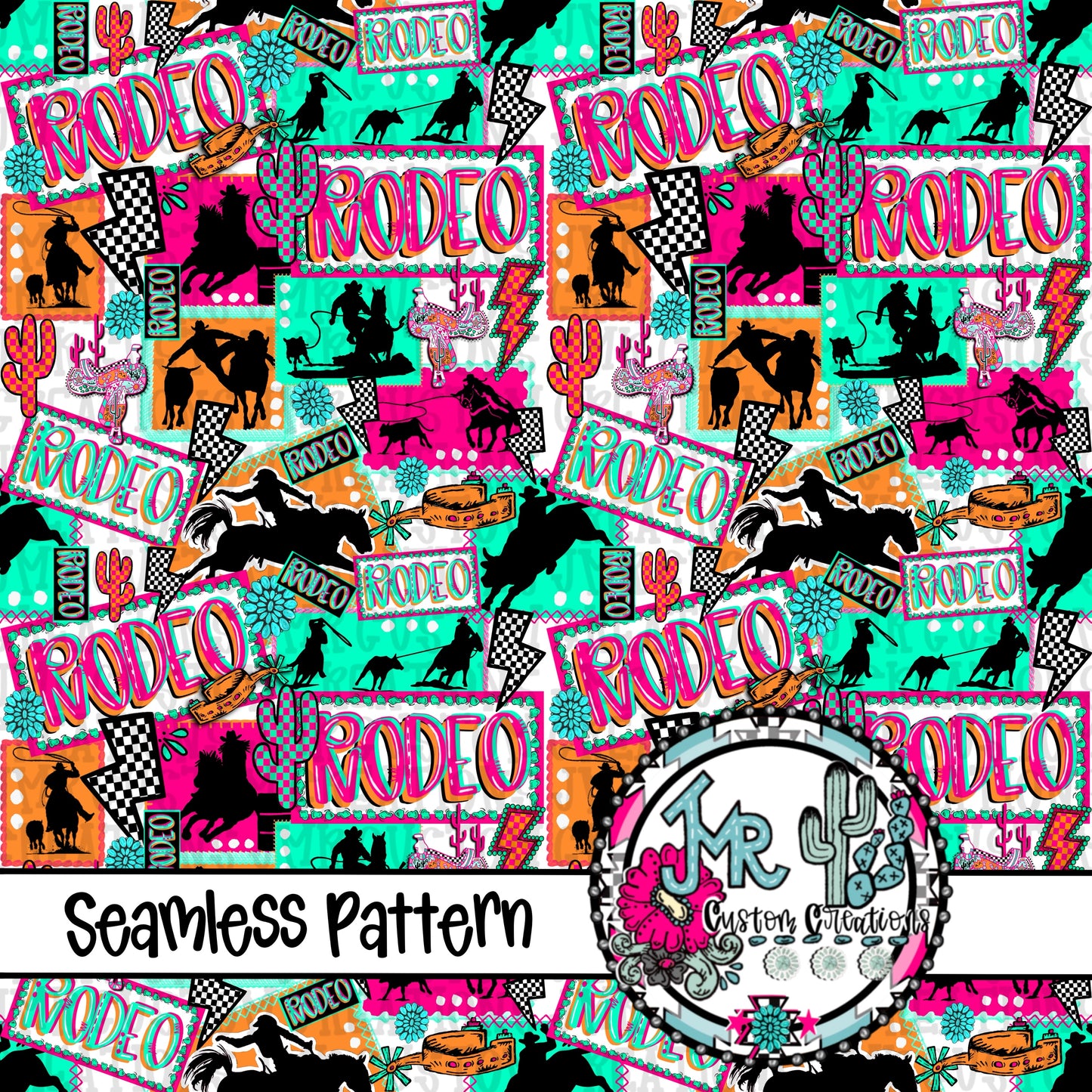 Western Rodeo Seamless Pattern DIGITAL DESIGN