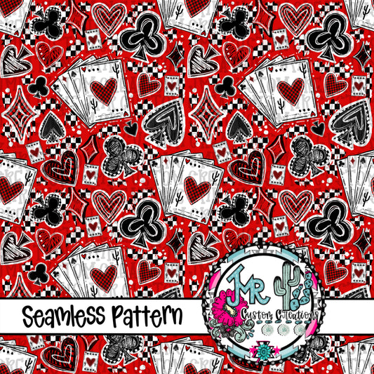 Western Gambler-Red Version Seamless Pattern DIGITAL DESIGN