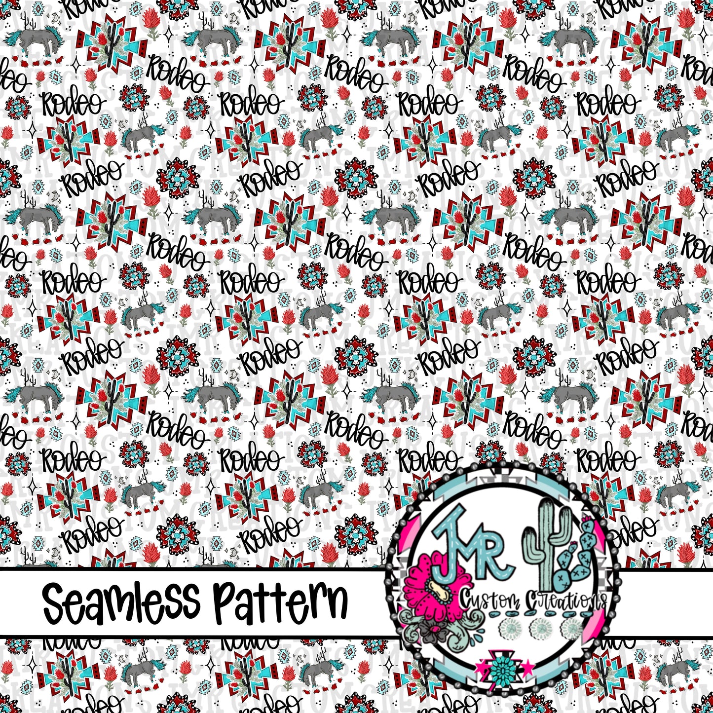 Western Rodeo Indian Paintbrush Seamless Pattern DIGITAL DESIGN