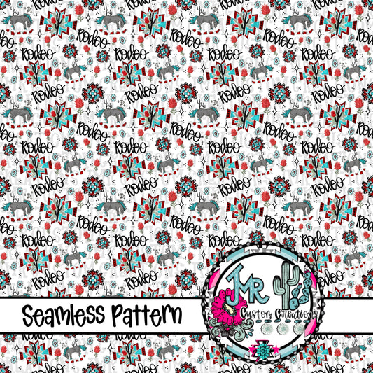 Western Rodeo Indian Paintbrush Seamless Pattern DIGITAL DESIGN