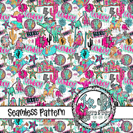 Neon Rodeo MIX-ALLrodeo events- Seamless Pattern DIGITAL DESIGN