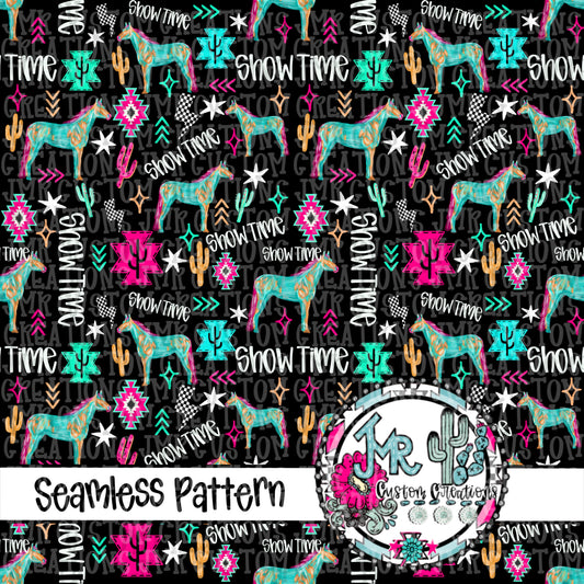 Neon Show Animal Horse-Seamless Pattern DIGITAL DESIGN