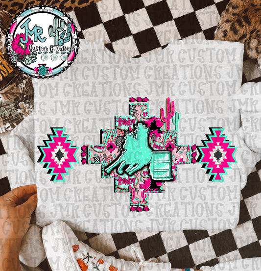 Barrel Racer Western Aztec Neon DIGITAL Design PNG