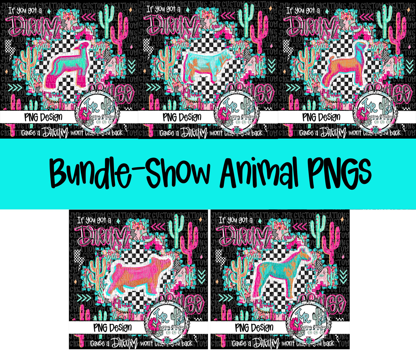 NEON SHOW ANIMAL PNG BUNDLE-all 5 Designs