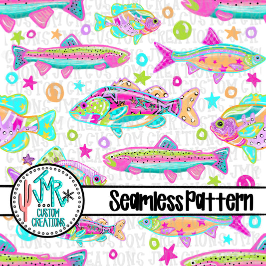 Bright Seamless Fish Pattern DIGITAL DESIGN