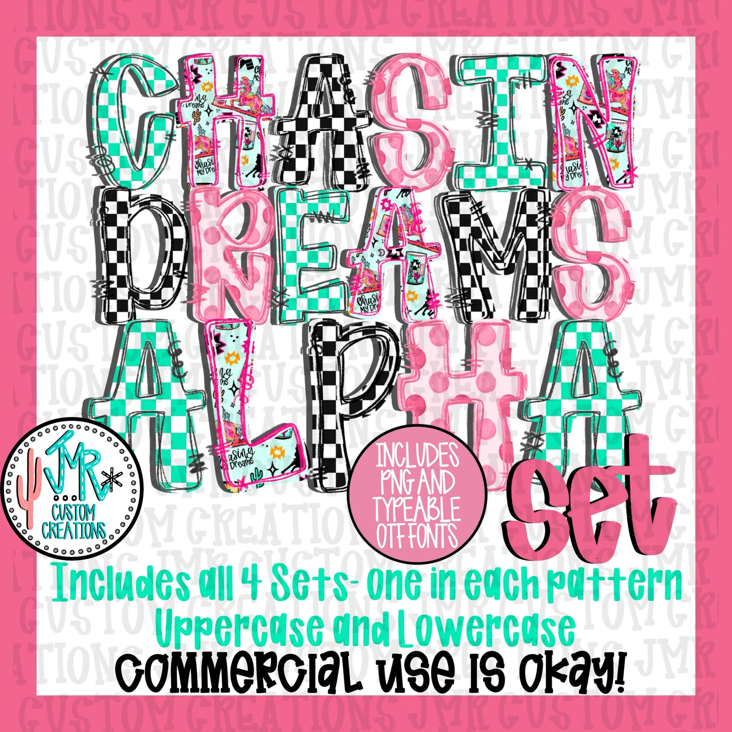 Chasin Dreams Alpha Set WITH Typeable OTF Font