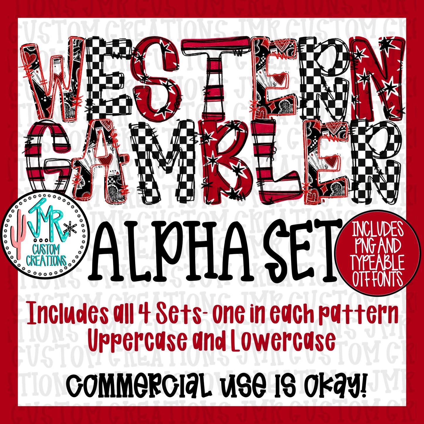 Western Gambler Alpha Set WITH Typeable OTF Font