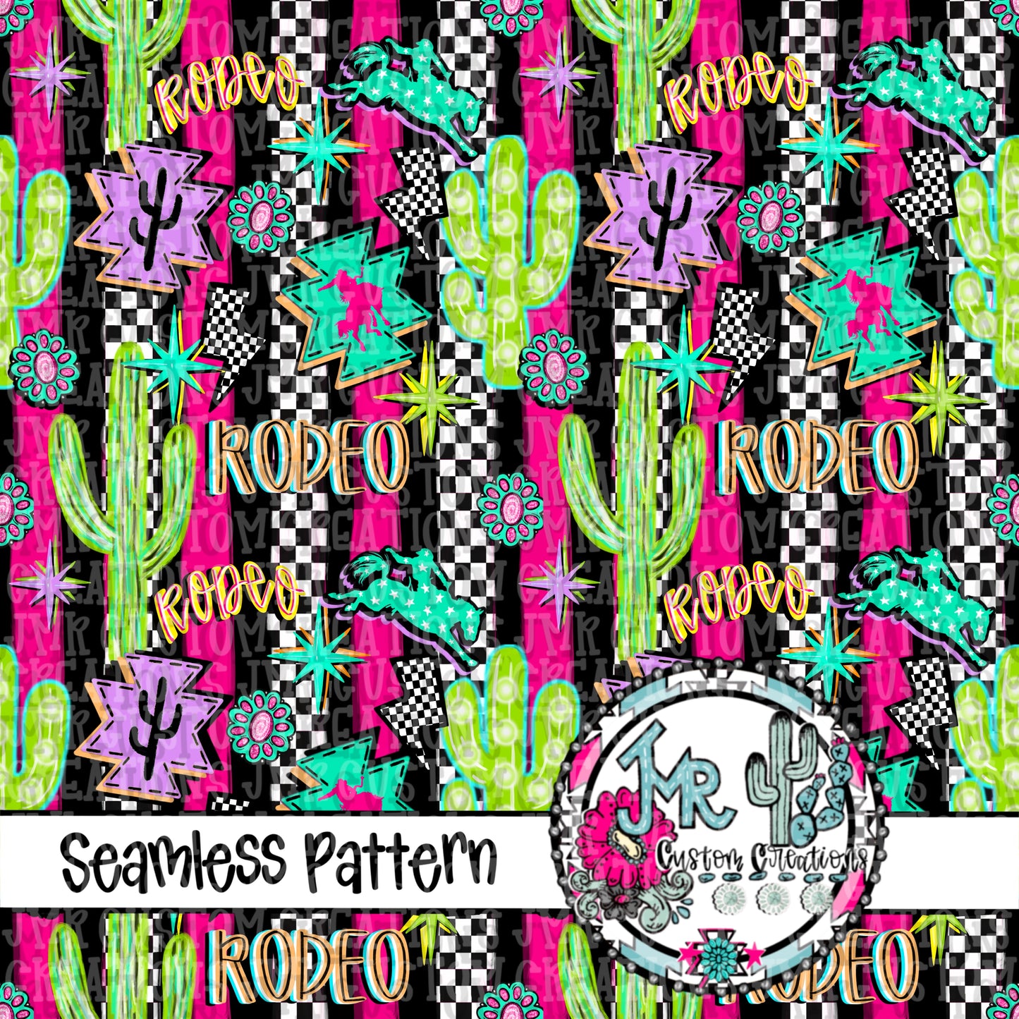 Western Neon Nights-Seamless Pattern DIGITAL DESIGN