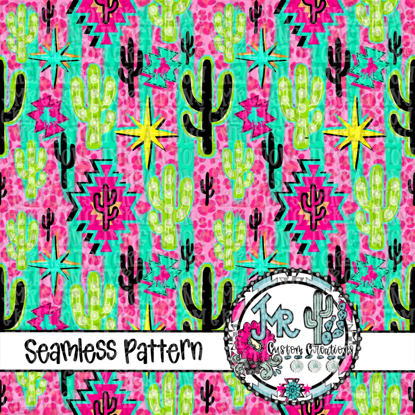 Western Summer Lovin’ -Teal Seamless Pattern DIGITAL DESIGN