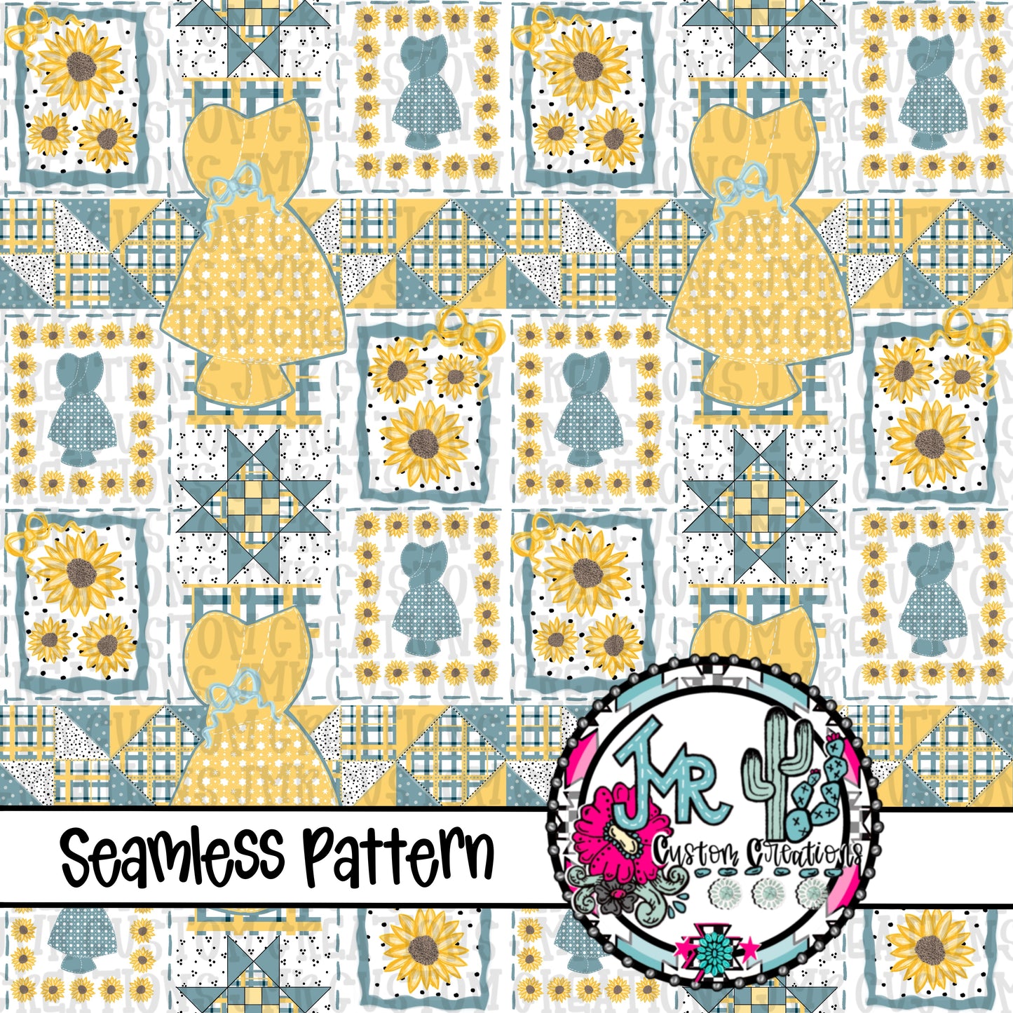 Sunbonnet Sue Quilted Seamless Pattern DIGITAL DESIGN-2 Patterns