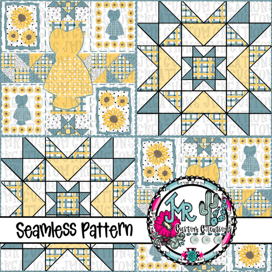 Sunbonnet Sue Quilted Seamless Pattern DIGITAL DESIGN-2 Patterns