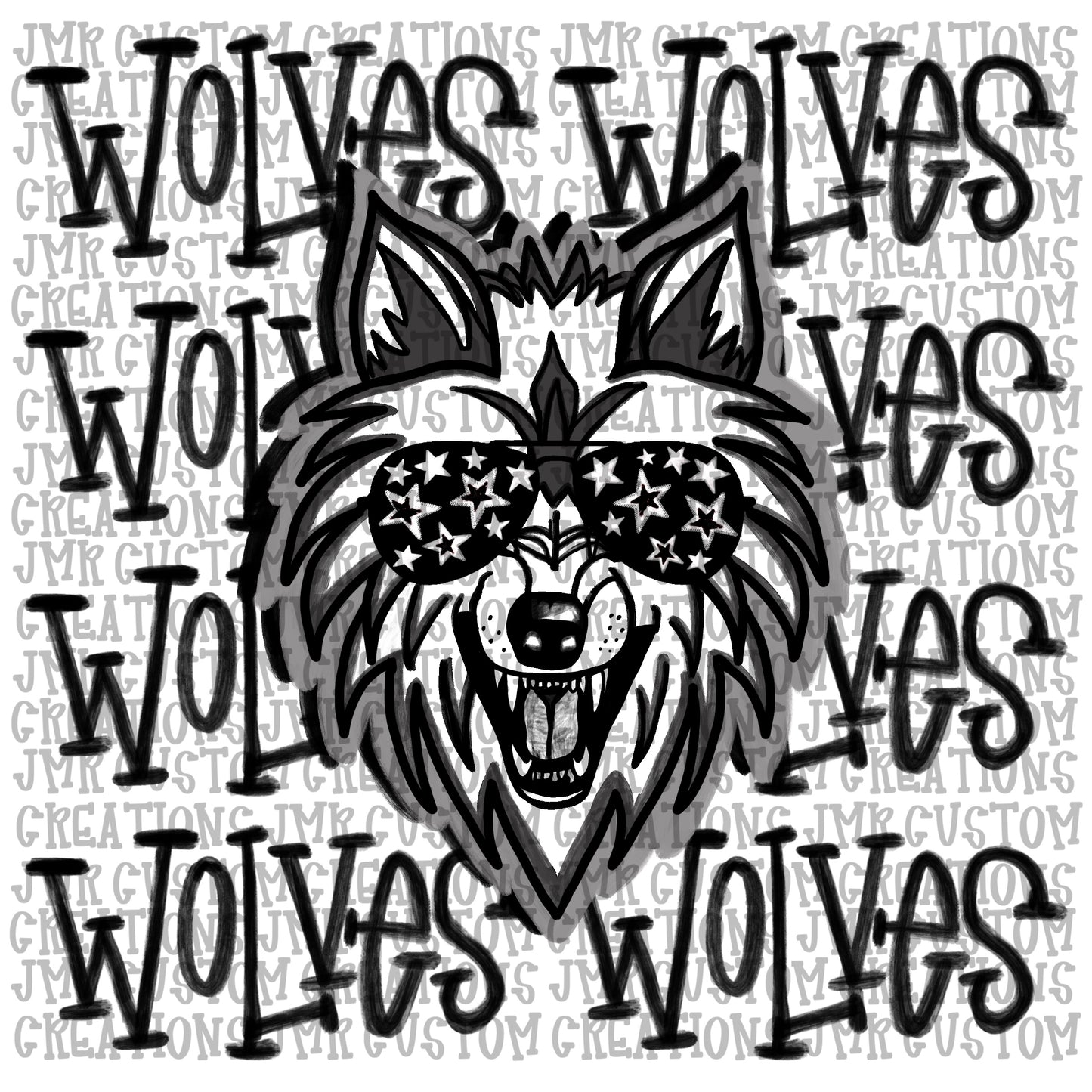WOLVES Mascot School Spirit Digital Design