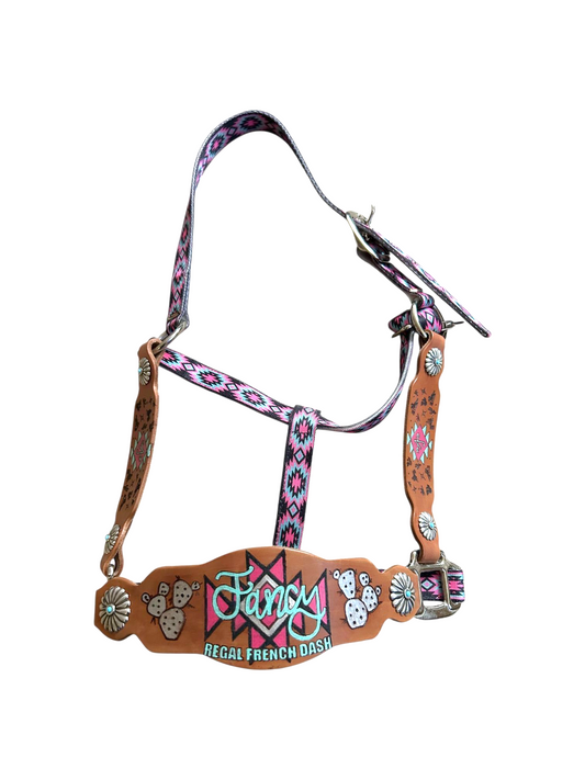 Custom Engraved Leather Halter *Noseband AND Cheek Pieces*