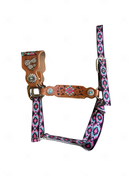 Custom Engraved Leather Halter *Noseband AND Cheek Pieces*