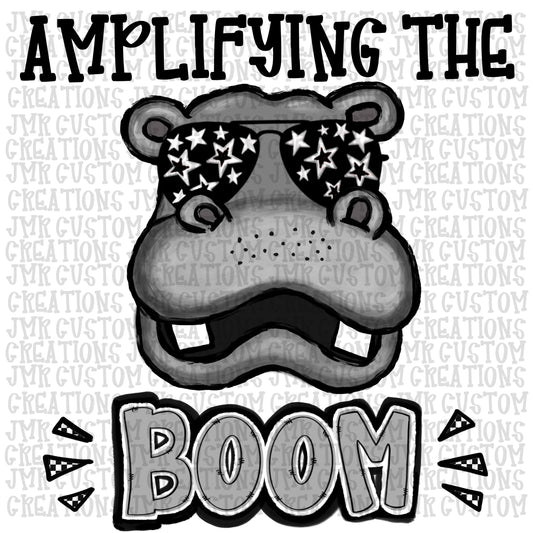 HIPPO Mascot AMPLIFYING THE BOOM School Spirit Digital Design. *CUSTOM*