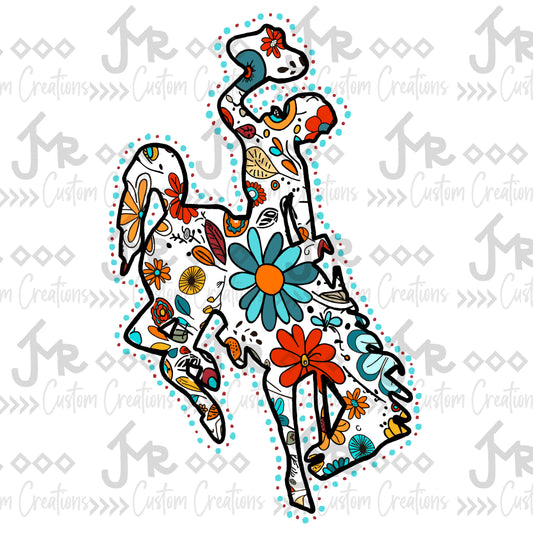 Floral Bucking Horse