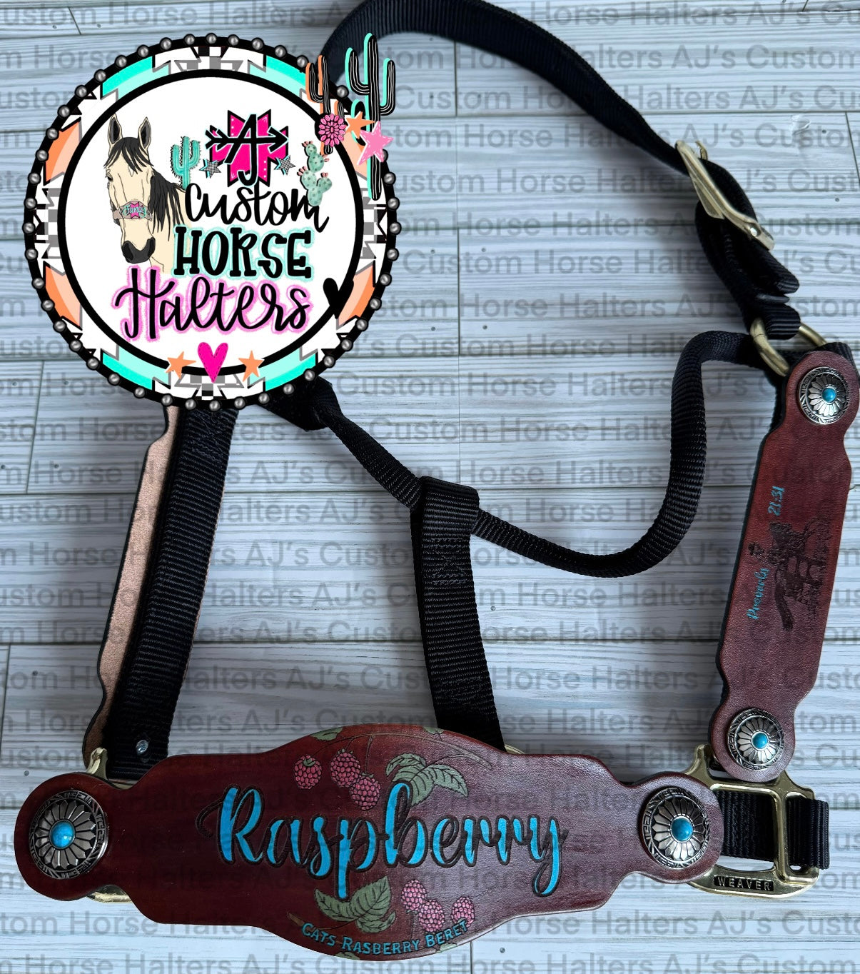 Custom Engraved Leather Halter *Noseband AND Cheek Pieces*