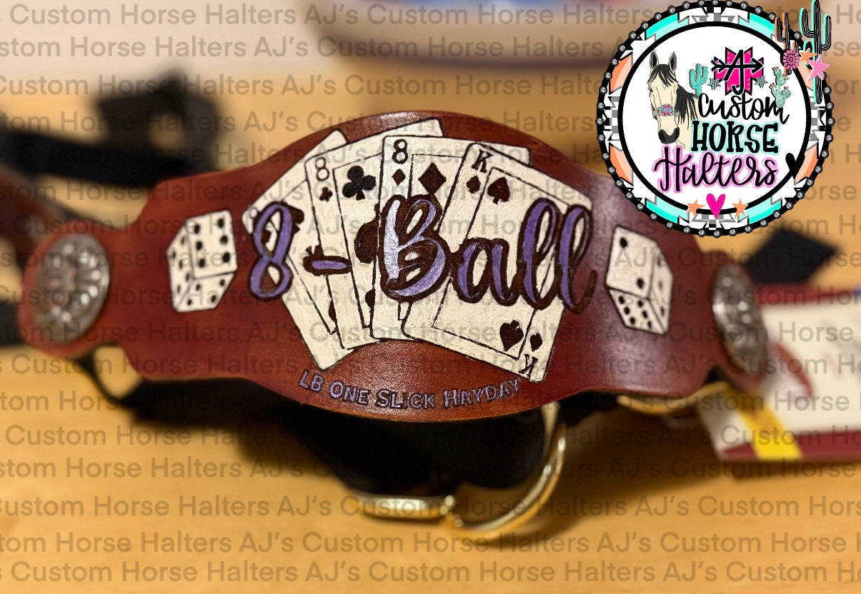 Custom Engraved Leather Halter *Noseband AND Cheek Pieces*