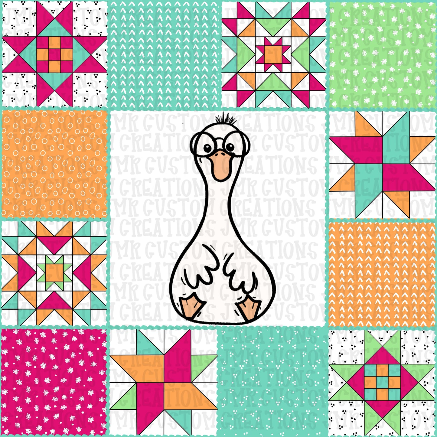 Quilted Goose Patchwork Seamless Patterns-8 DIGITAL DESIGNS