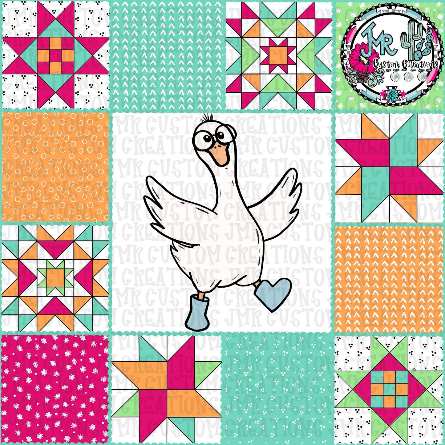 Quilted Goose Patchwork Seamless Patterns-8 DIGITAL DESIGNS