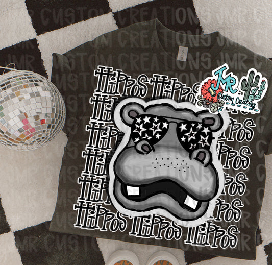 HIPPOS Mascot School Spirit Digital Design