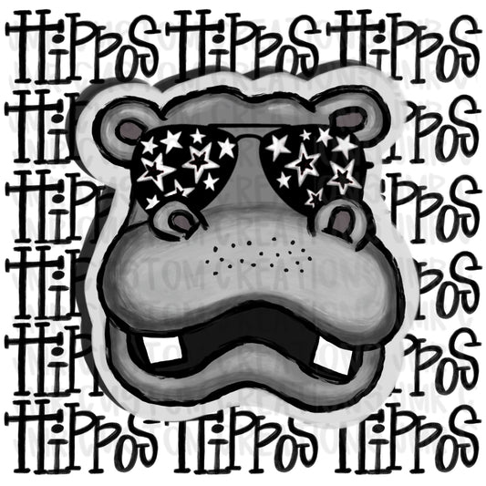 HIPPOS Mascot School Spirit Digital Design
