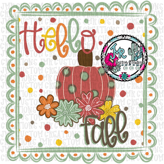 HELLO FALL Pumpkins PNG Digital Design
