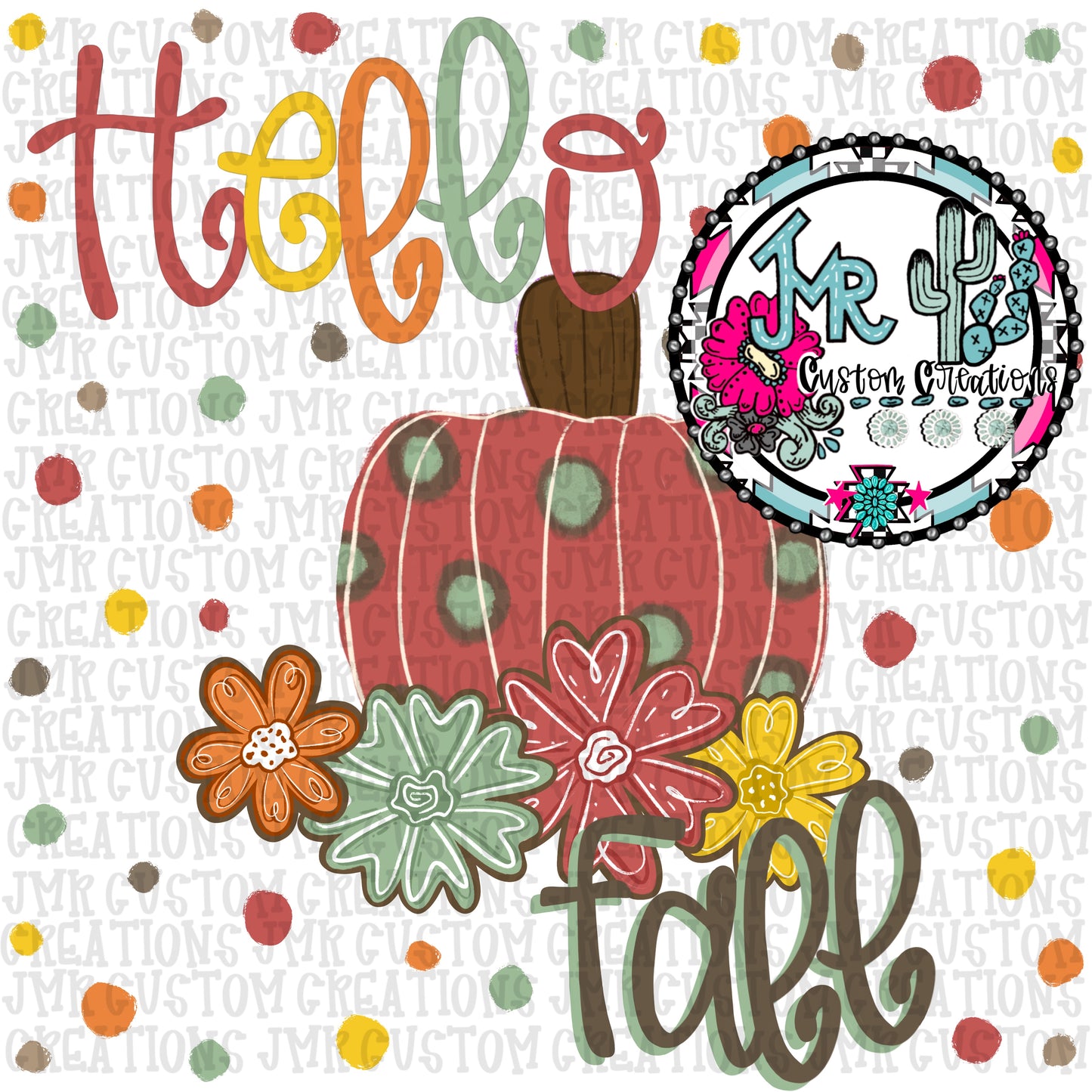 HELLO FALL Pumpkins PNG Digital Design