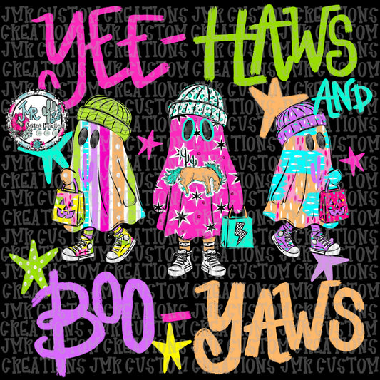 Neon Yeehaws and BOOyaws PNG Digital Design