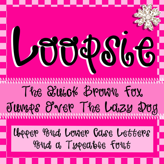 Loopsie-a hand-drawn loopy alpha set with PNG and Typeable Font!