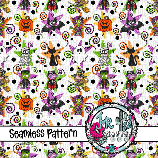 Halloween Character  Seamless Pattern