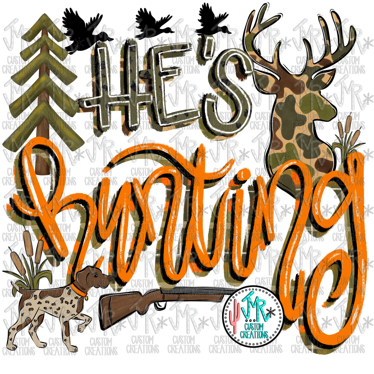 He's Hunting PNG Digital Design