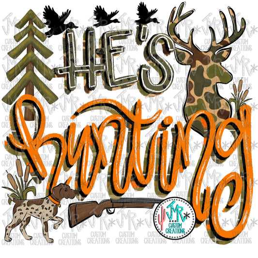 He's Hunting PNG Digital Design