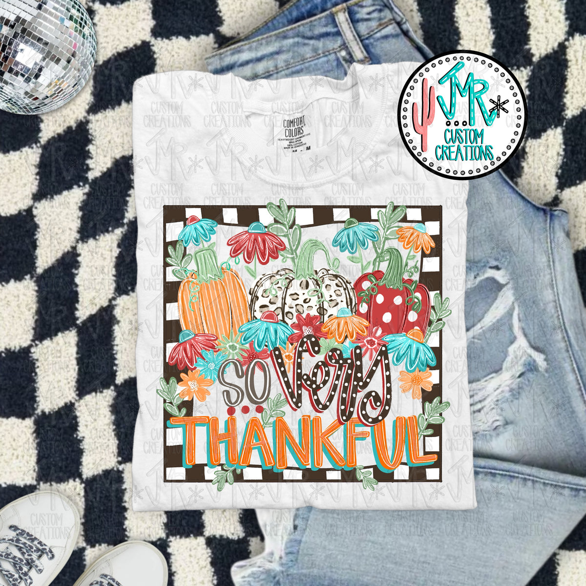Thankful Pumpkin Flowers Digital PNG Design