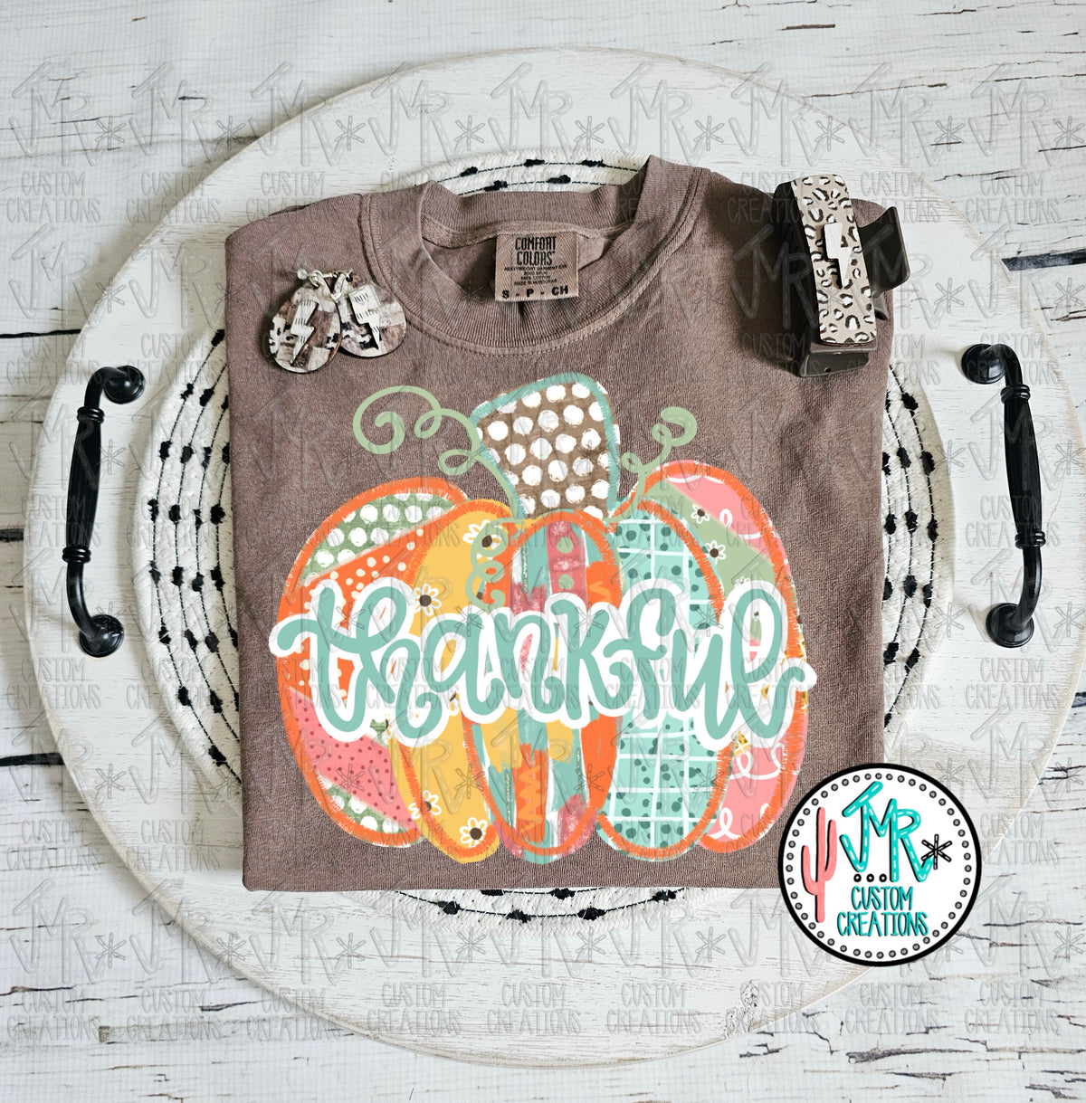 Thankful Patchwork Pumpkin Digital PNG Design