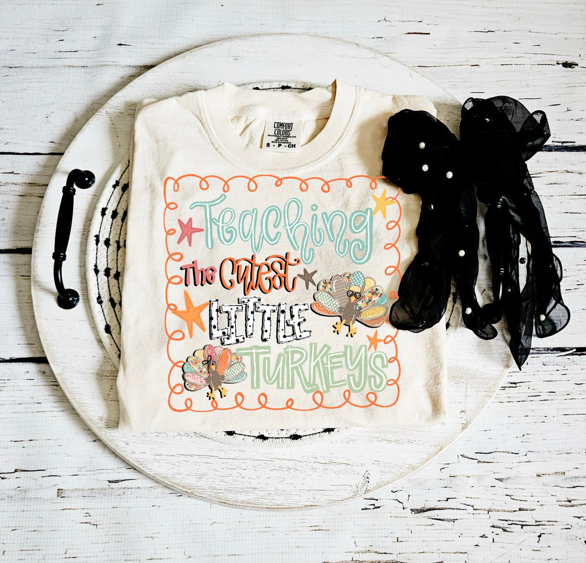 Teaching the Cutest Little Turkeys Digital PNG Design