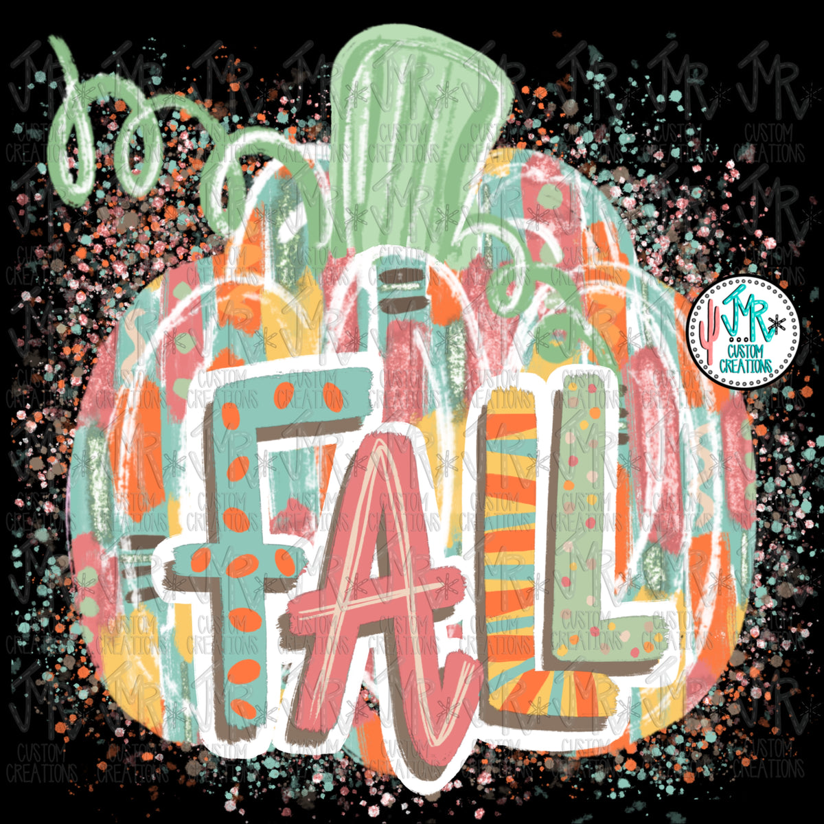Fall Splatter Pumpkin Digital PNG Design