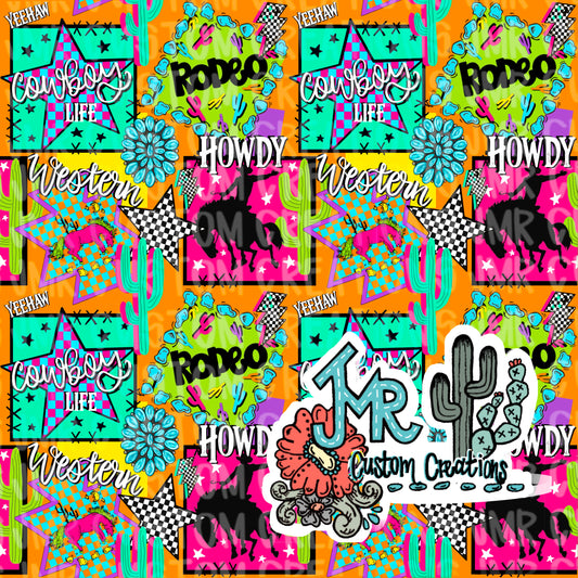 Western Neon Seamless Pattern #2 DIGITAL DESIGN