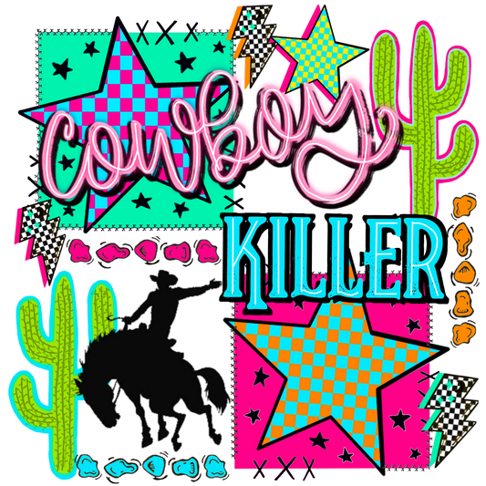 Neon Cowboy Killer Western DIGITAL DESIGN - PNG