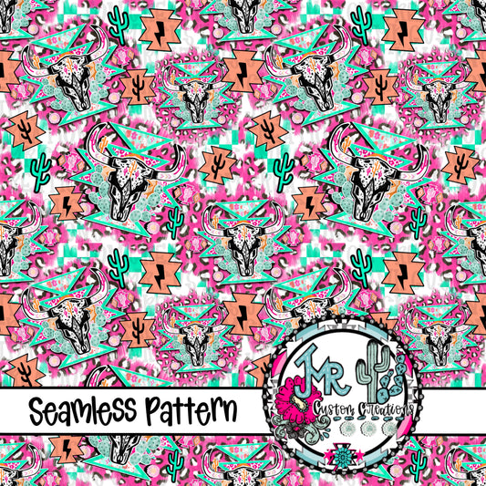 Western Skull Seamless Pattern DIGITAL DESIGN