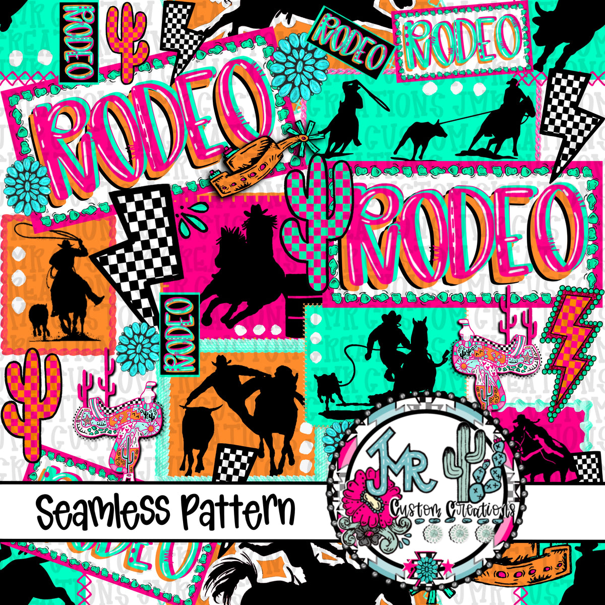 Western Rodeo Pattern Western Rodeo Seamless Pattern DIGITAL DESIGN – JMR CUSTOM CREATIONS