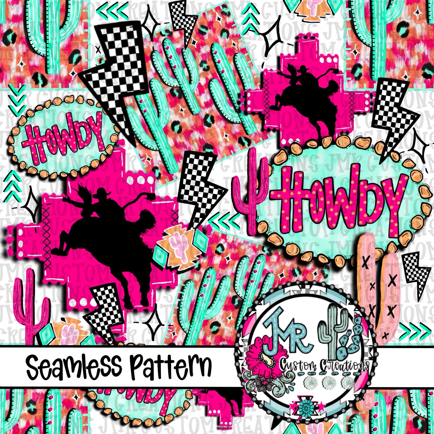 Western Howdy Seamless Pattern DIGITAL DESIGN