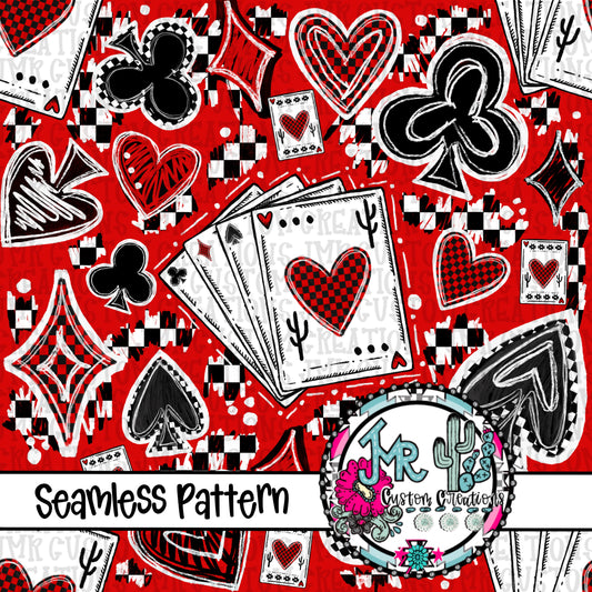 Western Gambler-Red Version Seamless Pattern DIGITAL DESIGN